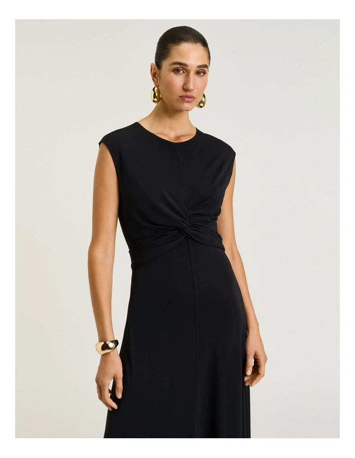 Slinky Jersey Empire Twist Maxi Dress in Black image 3