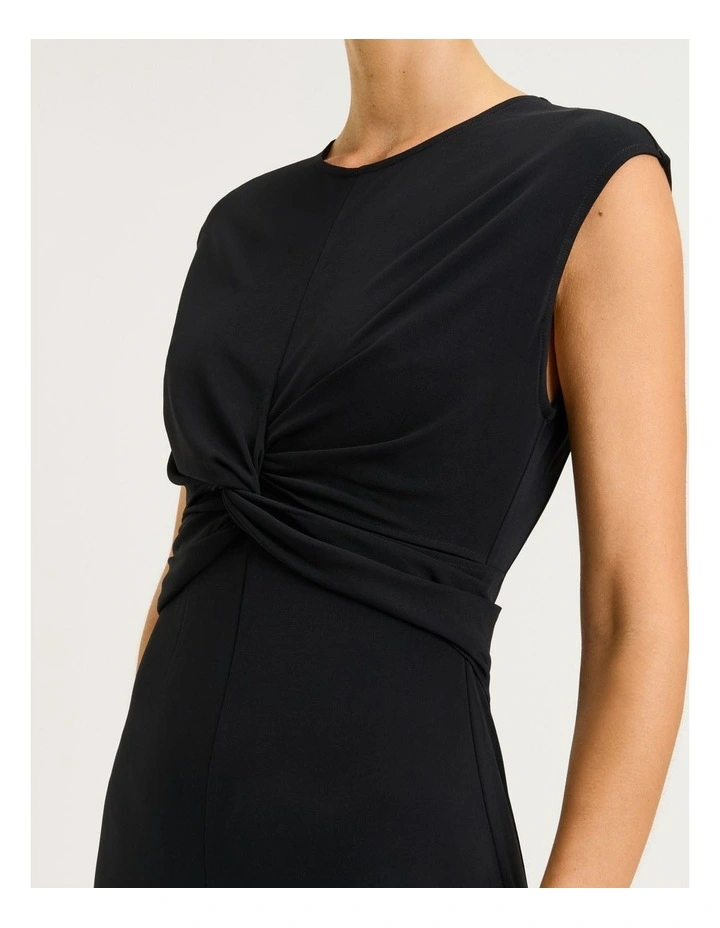 Slinky Jersey Empire Twist Maxi Dress in Black image 4