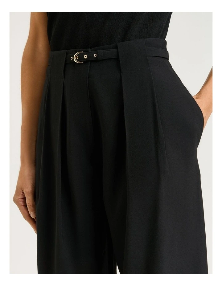 Drapey Viscose Twill Pleat Tuck Pant in Black image 4