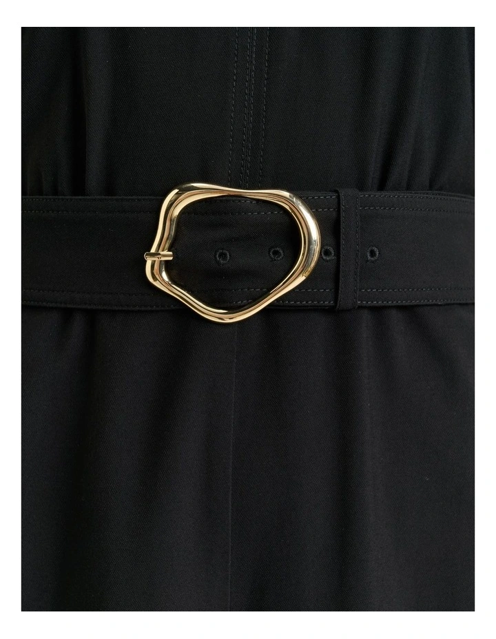 Drapey Viscose Twill V Neck Jumpsuit in Black image 5
