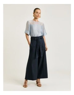 Sheer Organdy Yoke Top in Blue