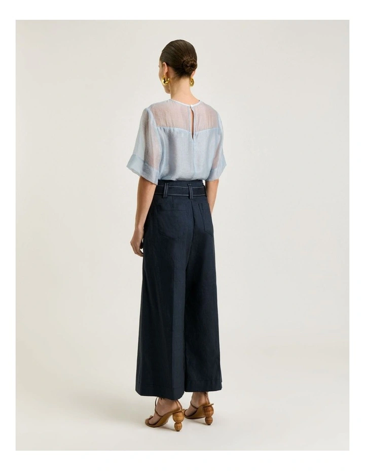 Sheer Organdy Yoke Top in Blue image 2