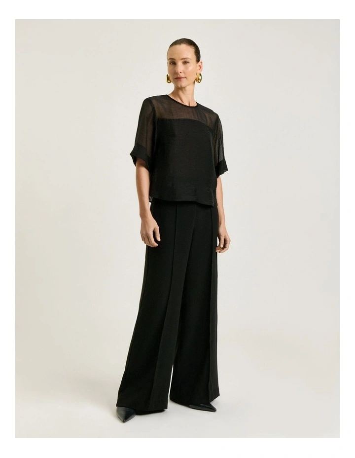 Double Crepe Wide Leg Pant in Black image 1