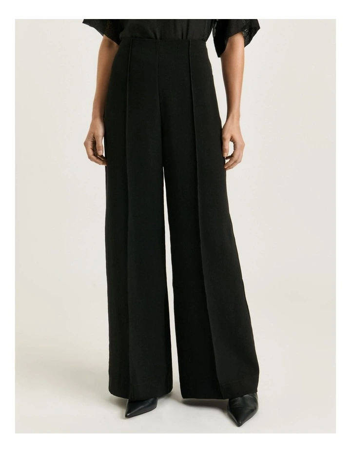 Double Crepe Wide Leg Pant in Black image 3