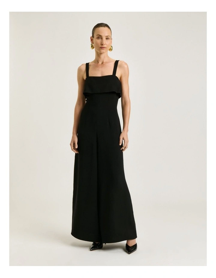 Double Crepe Wide Leg Jumpsuit in Black image 2