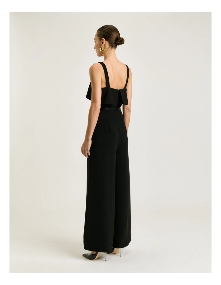Double Crepe Wide Leg Jumpsuit in Black image 3