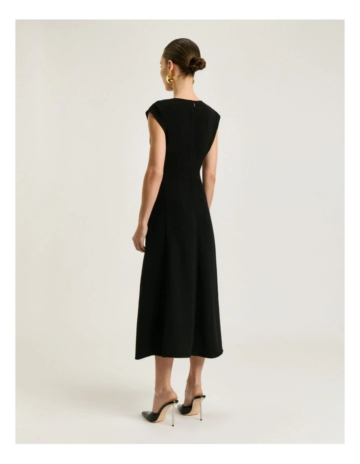 Double Crepe Empire Line Twist Dress in Black image 2