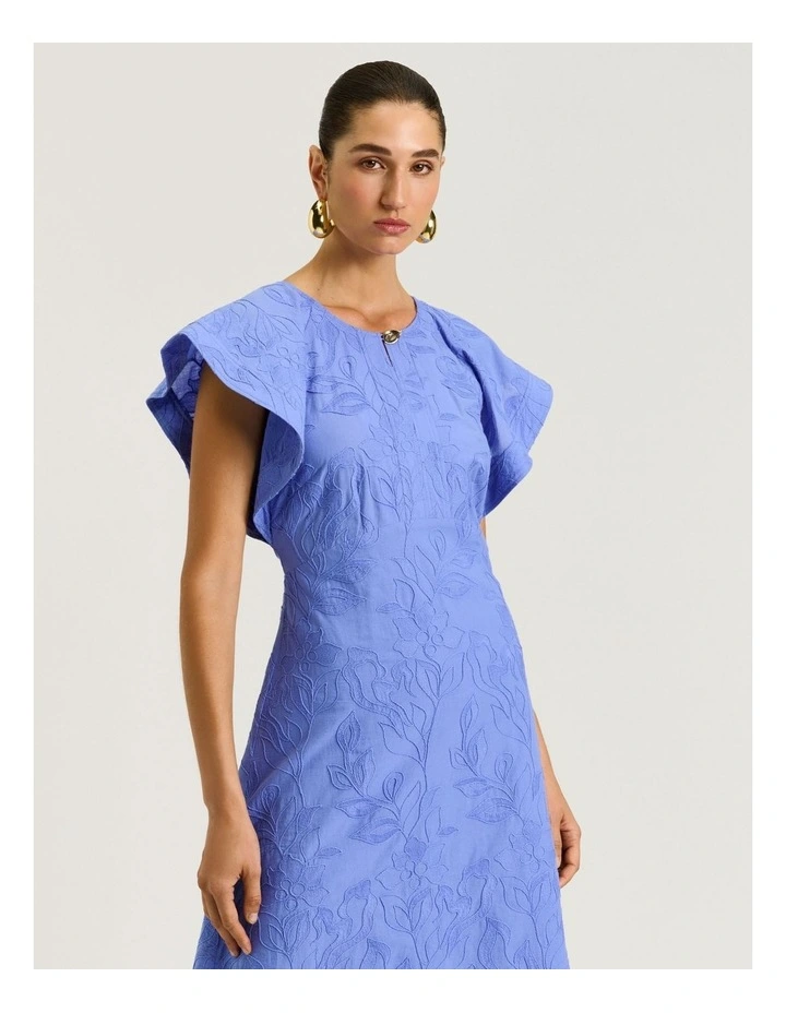 Climbing Vine Embroidery Midi Dress in Purple image 3