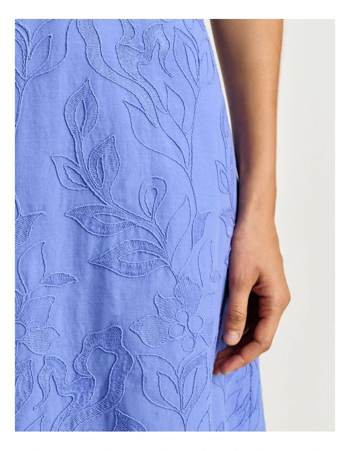 Climbing Vine Embroidery Midi Dress in Purple image 5