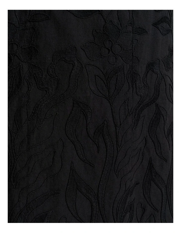Climbing Vine Embroidery Midi Dress in Black image 6