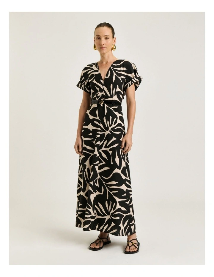 Foliage V Neck Dress in Multi image 1