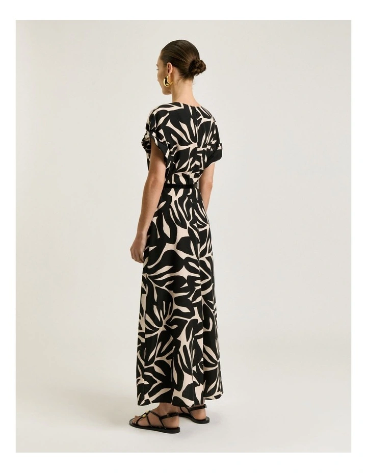 Foliage V Neck Dress in Multi image 3