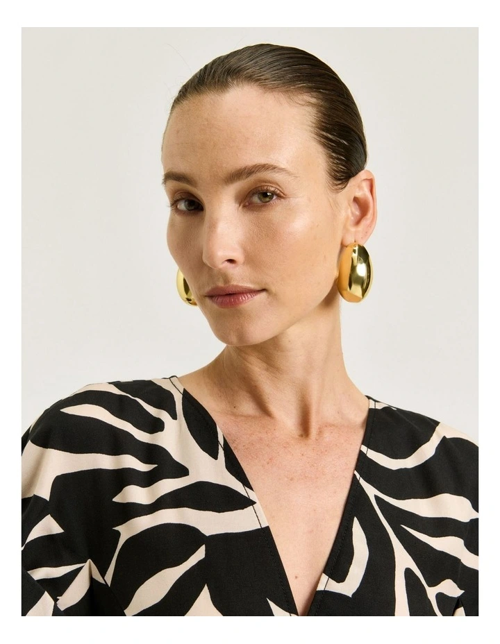 Foliage V Neck Dress in Multi image 5