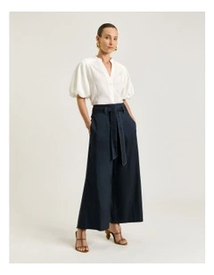 Ivory Drapey Modal Blend Blouson Sleeve Shirt