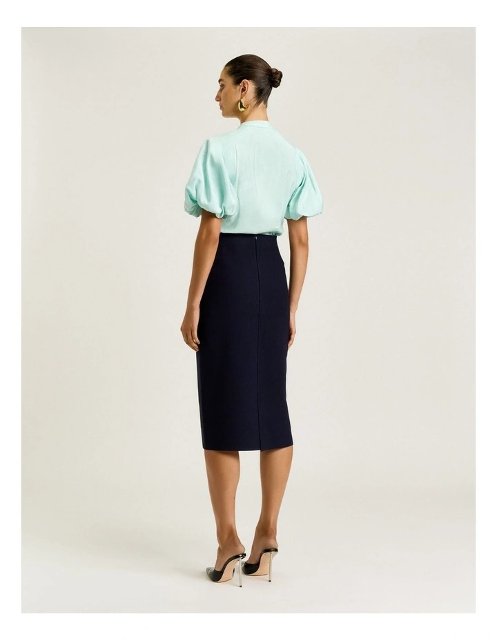 Drapey Modal Blend Blouson Sleeve Shirt in Green image 2