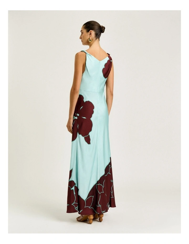 Mint Poinsettia Satin Maxi Dress image 2