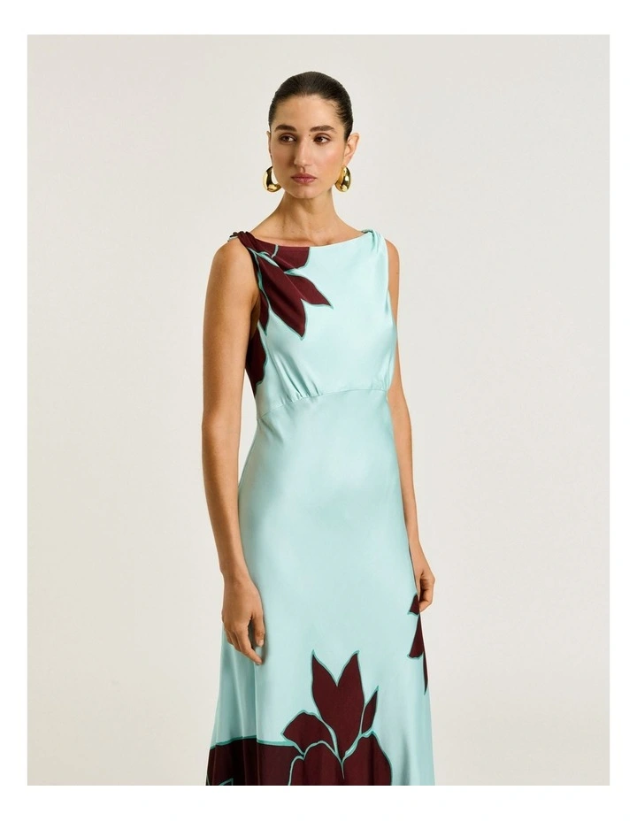 Mint Poinsettia Satin Maxi Dress image 3