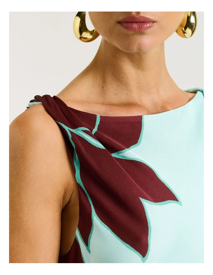 Mint Poinsettia Satin Maxi Dress image 4