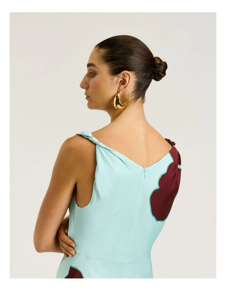 Mint Poinsettia Satin Maxi Dress image 5