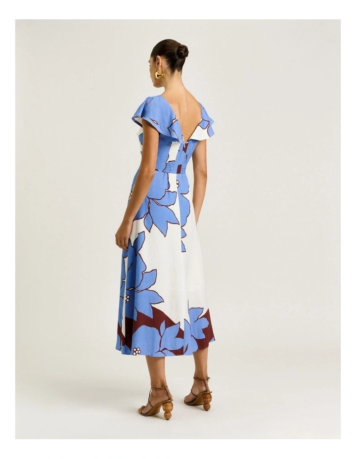 Lilac Poinsettia Ruffle Neck Midi Dress image 2