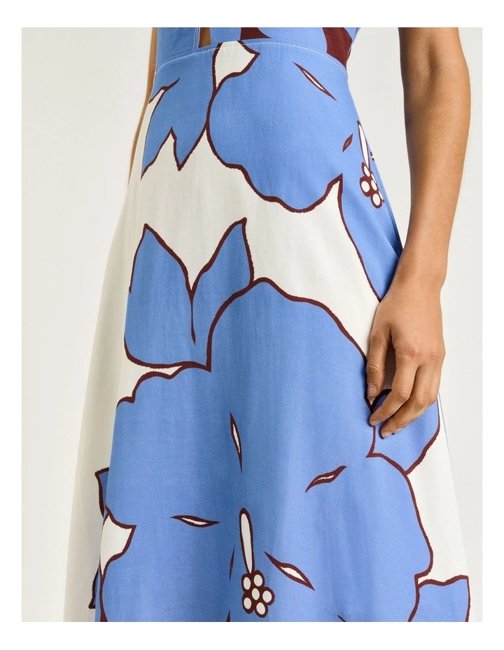 Lilac Poinsettia Ruffle Neck Midi Dress image 5