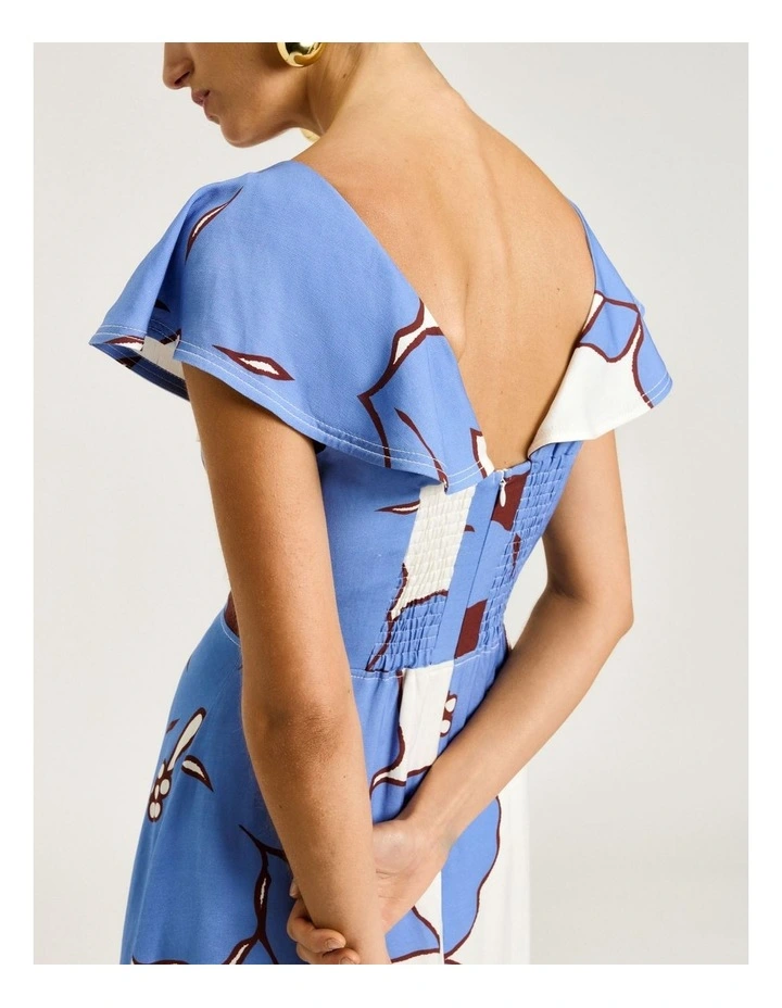 Lilac Poinsettia Ruffle Neck Midi Dress image 6