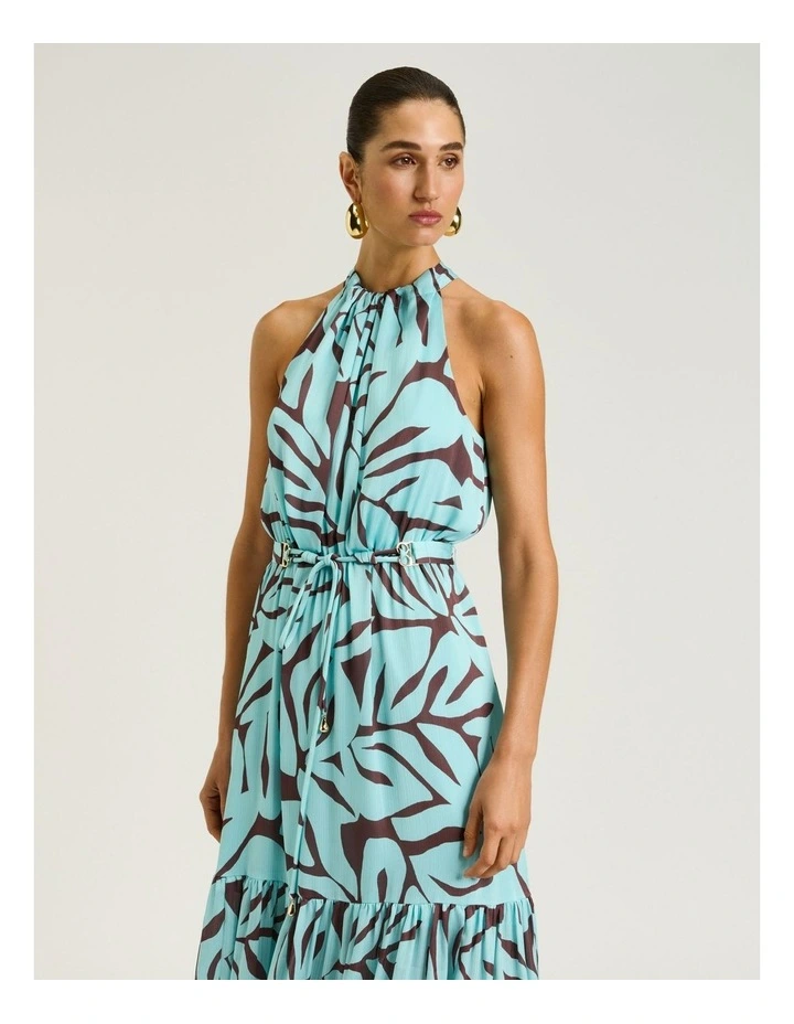 Mint Foliage Crinkle Georgette Maxi Dress image 3