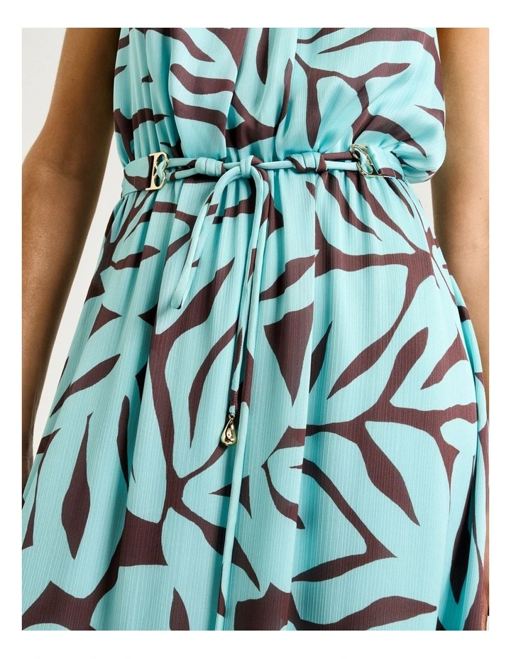 Mint Foliage Crinkle Georgette Maxi Dress image 5