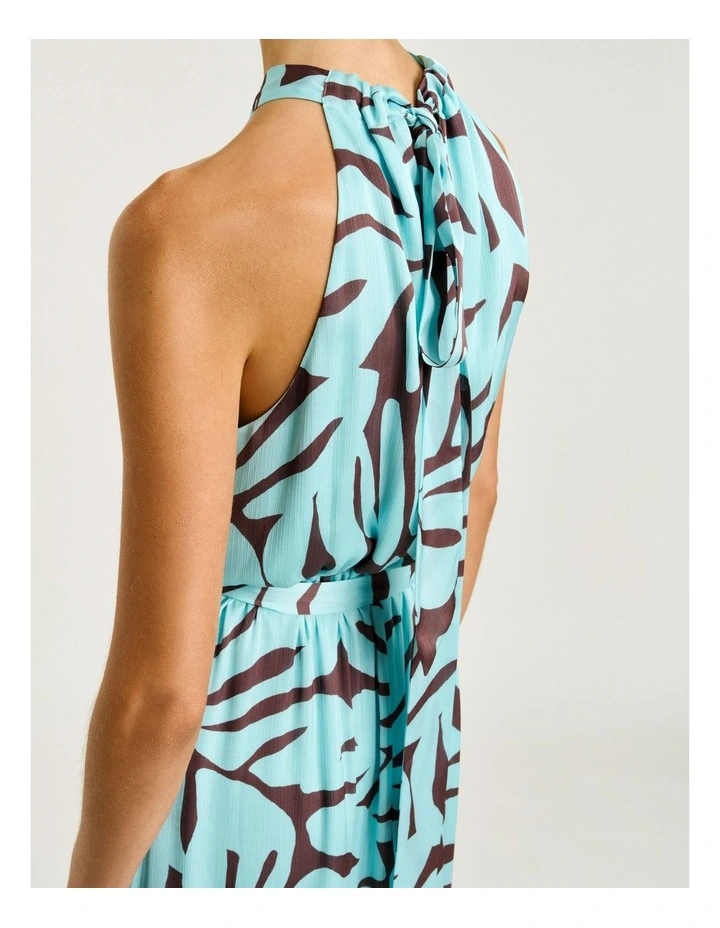 Mint Foliage Crinkle Georgette Maxi Dress image 6