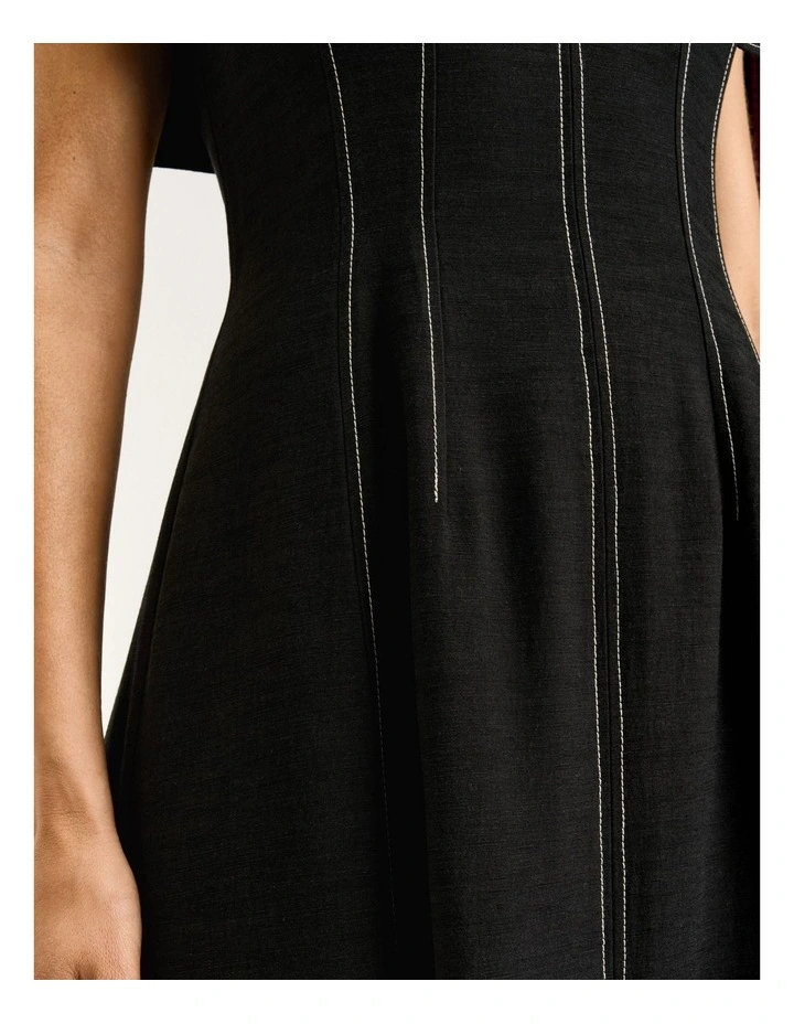 Satin Back Faille V-neck Panelled Midi Dress image 5