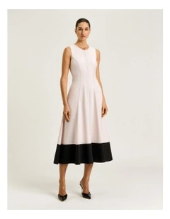 Satin Back Faille Full Midi Dress