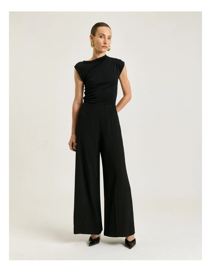 Lustred Weave Wide Leg Pant in Black image 1