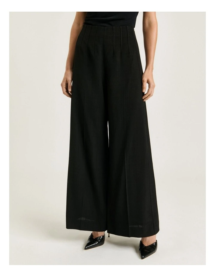 Lustred Weave Wide Leg Pant in Black image 3