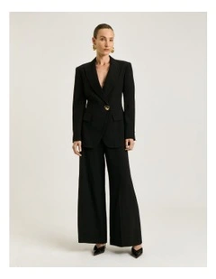 Lustred Weave Hourglass Blazer in Black