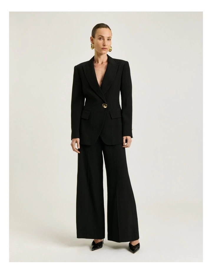 Lustred Weave Hourglass Blazer in Black image 1