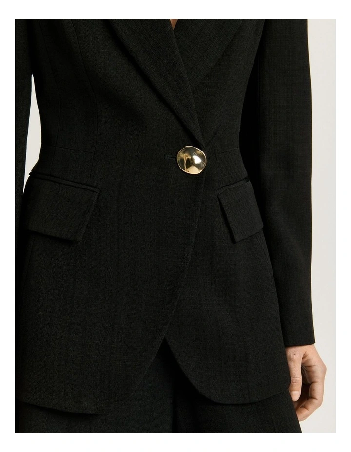Lustred Weave Hourglass Blazer in Black image 4