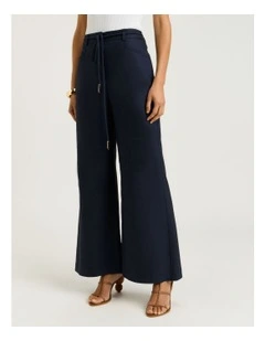 Denim Look Wide Leg Pant in Blue