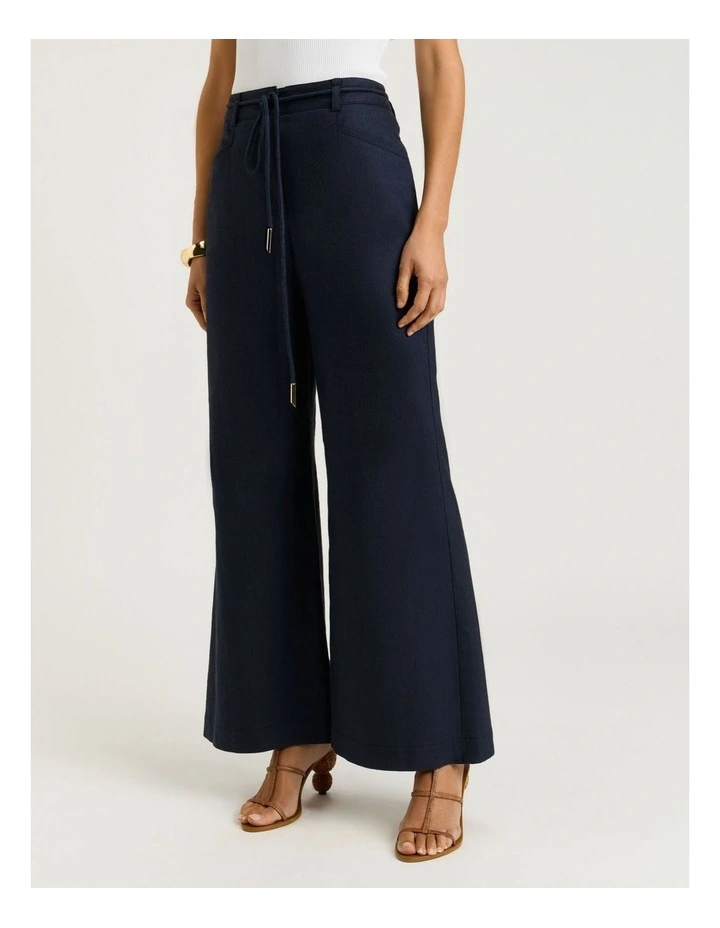Denim Look Wide Leg Pant in Blue image 1