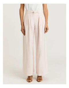 Drapey Viscose Twill Pleat Tuck Pant in Champagne