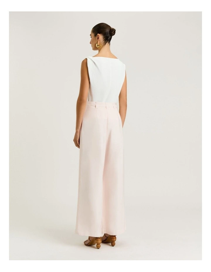 Drapey Viscose Twill Pleat Tuck Pant in Champagne image 2