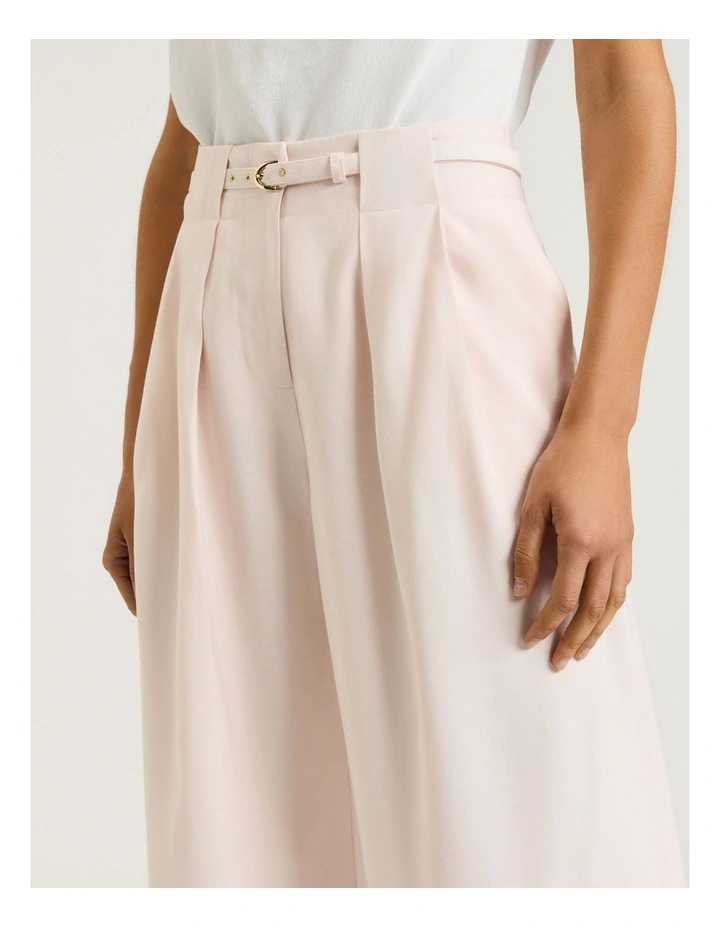 Drapey Viscose Twill Pleat Tuck Pant in Champagne image 3