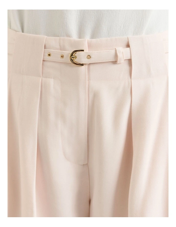 Drapey Viscose Twill Pleat Tuck Pant in Champagne image 4