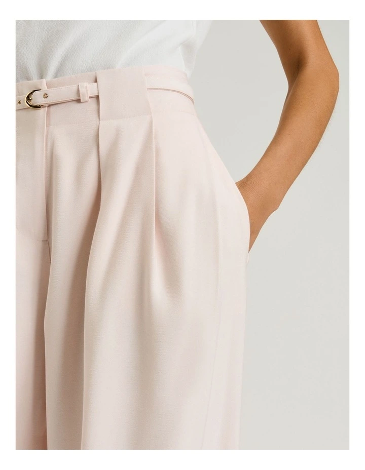 Drapey Viscose Twill Pleat Tuck Pant in Champagne image 5