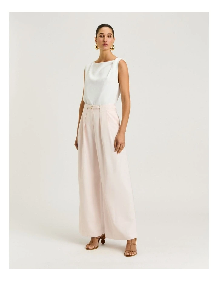Drapey Viscose Twill Pleat Tuck Pant in Champagne image 6