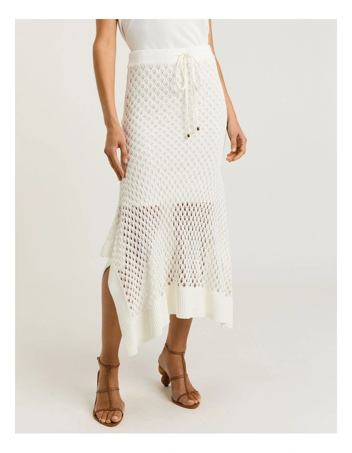 Crochet Knit Maxi Skirt in Ivory image 1