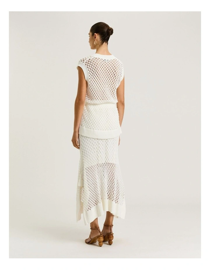 Crochet Knit Maxi Skirt in Ivory image 2