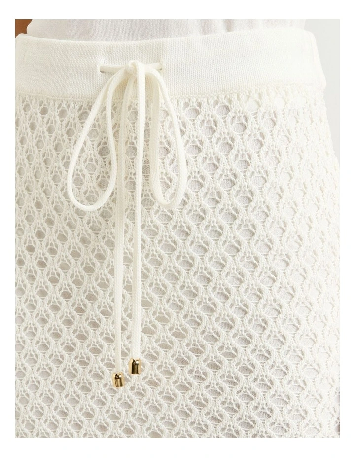Crochet Knit Maxi Skirt in Ivory image 3