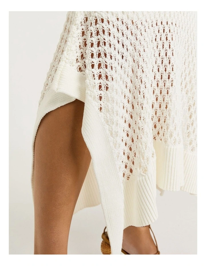 Crochet Knit Maxi Skirt in Ivory image 4