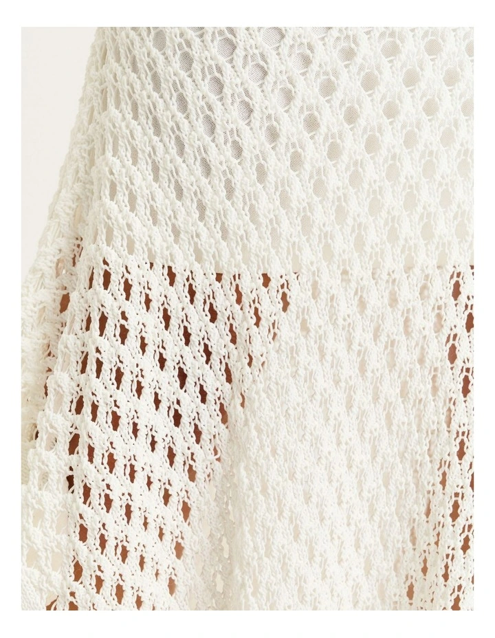 Crochet Knit Maxi Skirt in Ivory image 5
