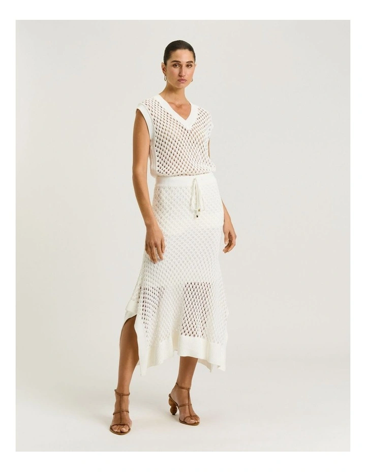 Crochet Knit Maxi Skirt in Ivory image 6